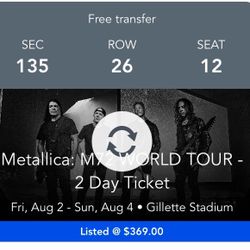Metallica at Gillette Fri 8/2 - Sun 8/4