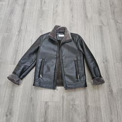 Calvin Klein Leather Bomber Jacket Mens Size Small