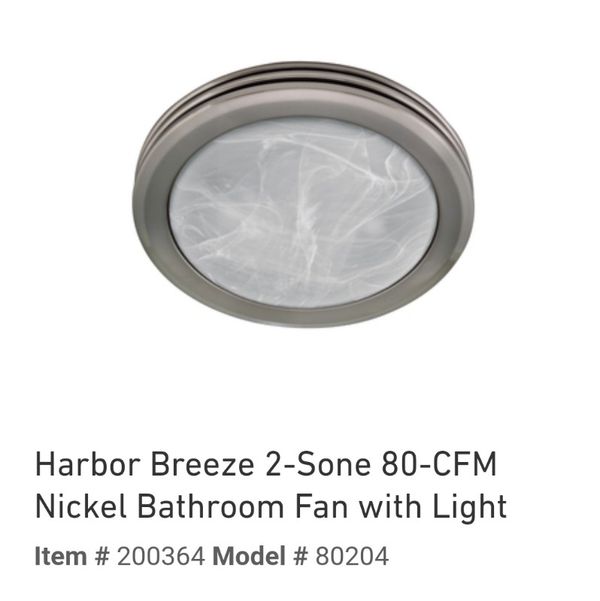 Harbor Breeze 2 Sone 80 Cfm Nickel Bathroom Fan With Light 80213 For Open In The Continue To Mobile Website
