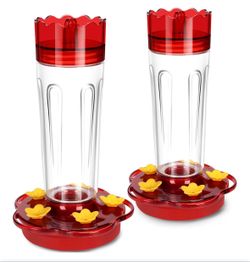 Pack Plastic Hummingbird Feeders for Outdoors Hanging Ant and Bee Proof, 15 Ounces Red Hummingbird Feeder with 5 Feeding Ports and Perches, Built-in A