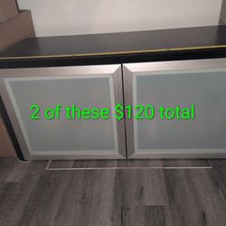 2x Heavy Duty Cabinets Wood And Frosted Glass