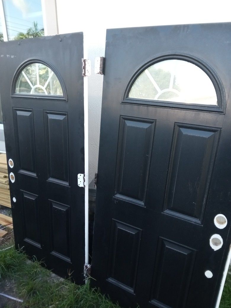 Exterior Fiberglass Double Doors 36 X 36 X 79