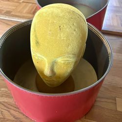 Vintage Mid Century Red Vinyl Wig Case/Hat Box or Travel Case — 13"