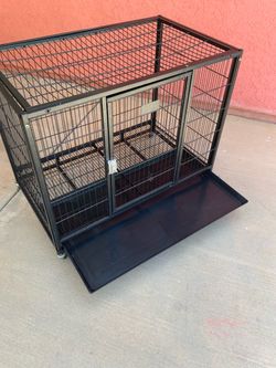 Durable Pet Heavy Duty Kennel Metal Open Top Cage with Floor Grid Casters tray