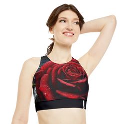 Love Pedal High Neck Crop Bikini Top