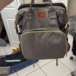 Diaper Bag Backpack with Changing Station, Large Diaper Bag, Baby Bag, Multifunctional Diaper Bag, Gray
