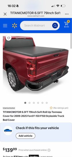 TITANICMOTOR 6.5FT 79Inch Soft Roll Up Tonneau Cover for 2009-2025 Ford F-150 F150 Styleside Truck Bed Cover