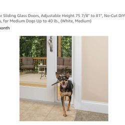 PetSafe Doggy Door for Sliding Glass Doors, Adjustable Height 75 7/8" to 81", No-Cut DIY - Medium.