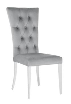 Kerwin Tufted Upholstered Side Chair (Set of 2) Grey and Chrome