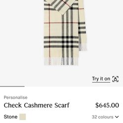 Burberry Check Cashmere Scarf 