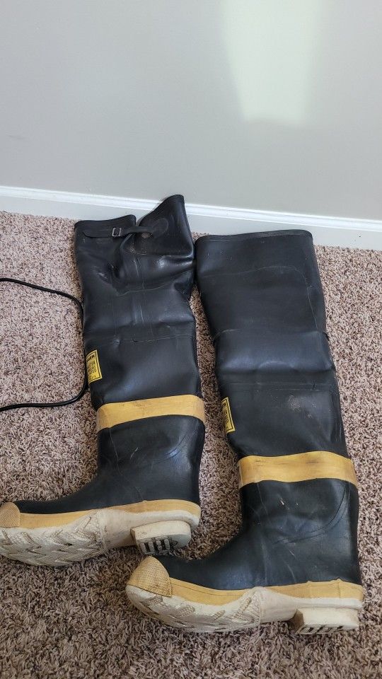 ranger firemaster hip boots vintage fireman bunker turnout size 10 cracks firefighter vintage