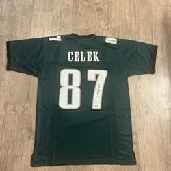 Brent Celek Philadelphia Eagles Beckett Witnessed Autographed Green Jersey