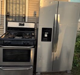 Stainless Steel 36” Refrigerator & Gas Stove