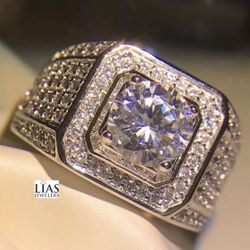 New 18k White Gold Men Wedding Ring 