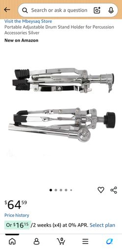 Portable Adjustable Drum Stand Holder for Percussion Accessories Silver