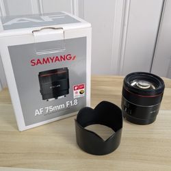Samyang 75mm F1.8 Lens Doe Sony E Mount Cameras In Like New Cond!
