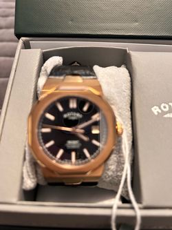 Rotary Automatic Watch Rose Gold Black Dial