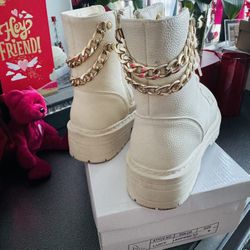 Size 8 Cream boots 