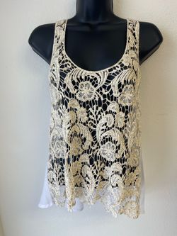 Papaya Cream Crochet Lace Overlay Camisole size s