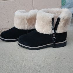 WOMENS "STYLE & CO." KALLIEES SUEDE FAUX FUR CUFFED ANKLE BOOTS SIZE 8