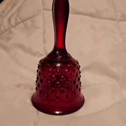 Fenton Ruby Red Art Glass Bell Hobnail Pattern Amberina Handle 5.75” 

