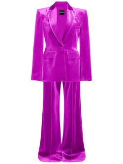 Hiniya Velvet Blazer & Flared Pants Set/Suit In Fuchsia- Brand New!