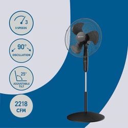 Standing Fan Utilitech 18-in Indoor Oscillating Pedestal Fan, in Black with Remote