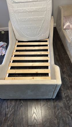 Upholstered Twin Bed Frame with Slats