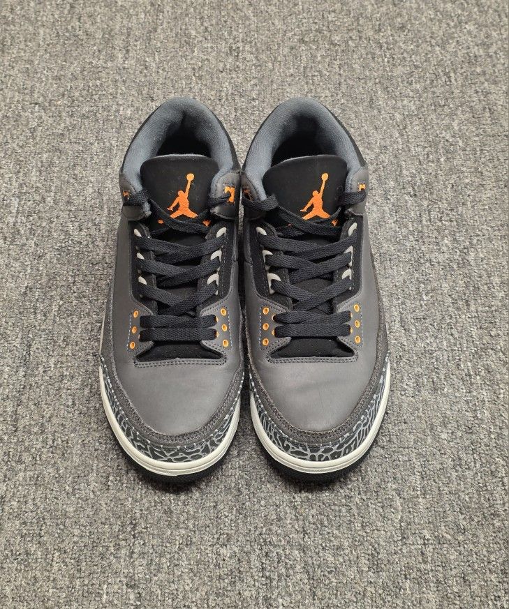 Nike Air Jordan Retro 3 Shoes Fear Pack Grey Orange CT8532-080 Men's Size 8.5