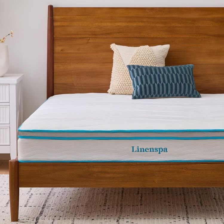 Linenspa 10 Inch Memory Foam And Spring Hybrid Mattress - Medium Feel - Bed In A Box - Quality Comfort And Adaptive Support - Breathable - Cooling - P