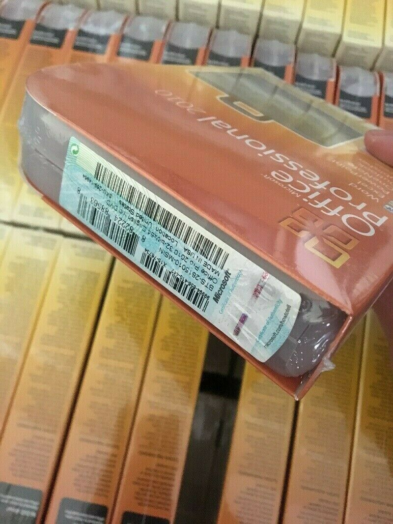 MS Office Professional 2010,Full,Windows,32/64-bit W/CD&Key 6/PC