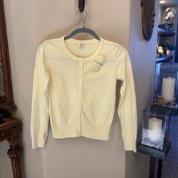 Old Navy Teens Yellow Button Cardigan with Floral Accents Size 14Y