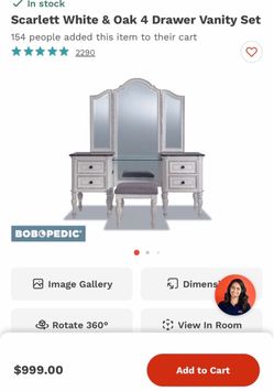 Scarlett White & Oak 4 Drawer Vanity Set