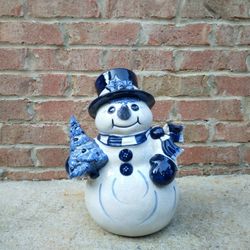 Vintage Potting Shed Large Holiday Snowman Figurine 