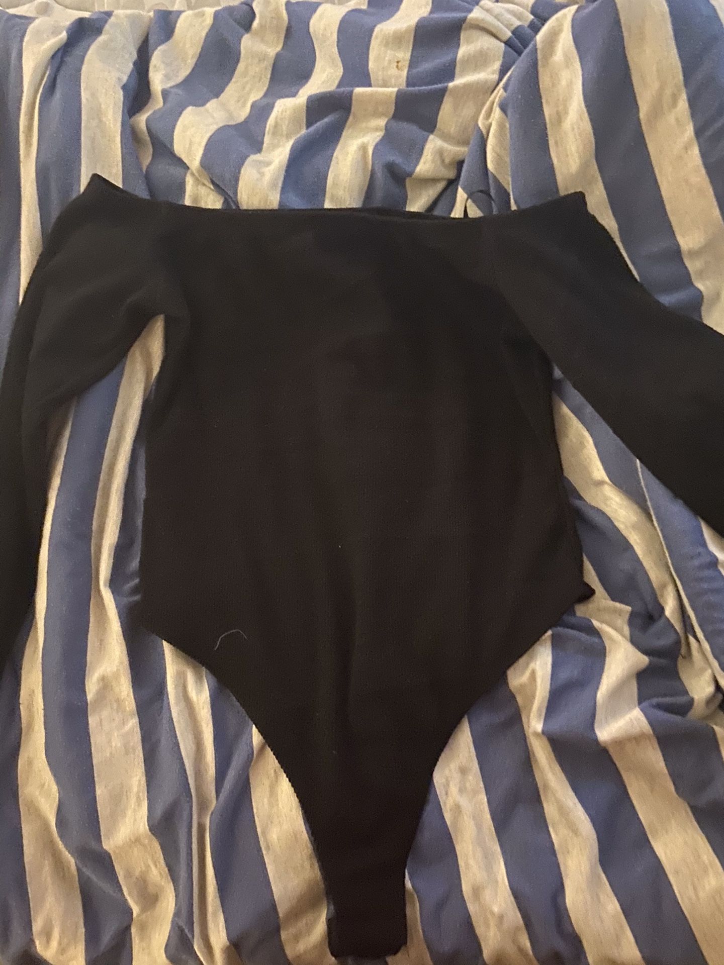 Black Shoulder Free Bodysuit