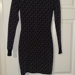XXS Michael Kors-Mini (mid thigh) Monogram Black Dress 