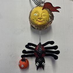 Dept 56 Glitterville Halloween Spin Me To The Moon Ornament Spider 56 29005