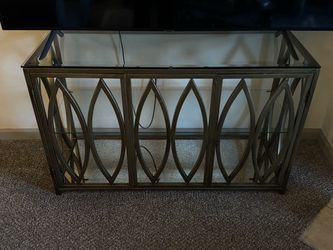 Metal and Glass TV Stand Console Table