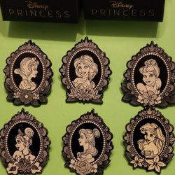 Disney Princess COMPLETE SET Cameo Portrait Enamel Metal Pin Blind Box Combo Set 