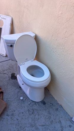 White Two-Piece Toilet with Seat