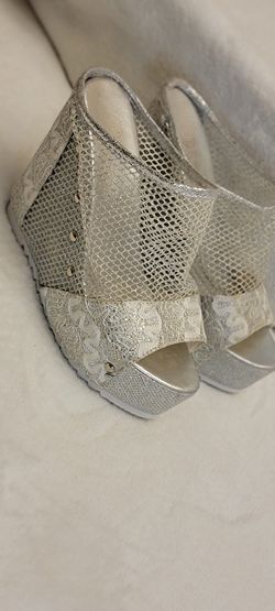 Woman Silver Sandals Platform, wedge Size 245 (8 US)