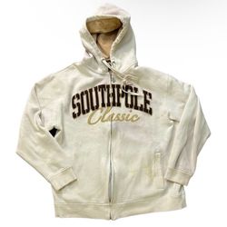 Vintage Southpole Sweat Shirt Hoodie Mens Large Full Zip Jacket White Y2K