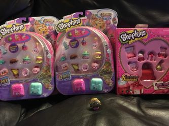 Shopkins (2) 12 packs , 6 pack valentines and golden kooky cookie