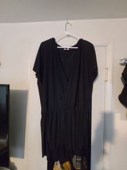 Low cut black shorts romper