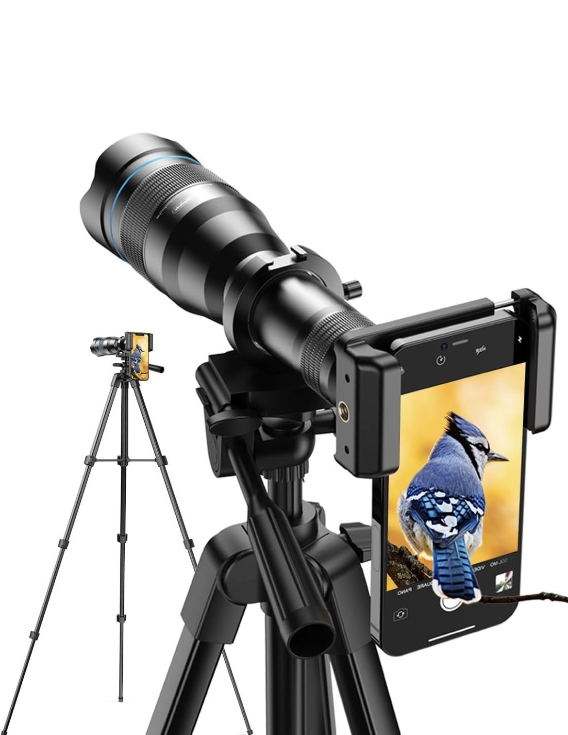APEXEL High Power 60X HD Telephoto Lens, High Power Telephoto Phone Lens with Extension Tripod and Wireless Remote