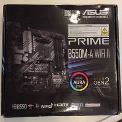 ASUS Prime B550M-A WiFi II AMD Micro ATX Motherboard with PCIe 4.0, WiFi 6, ECC Memory, HDMI 2.1, RGB Header