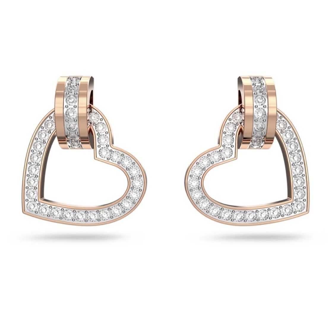 Swarovski Rose Gold Diamond Heart Earrings