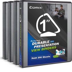 Brandnew 4pk Durable D Ring Binder, 1 inch Binder Hold 200 Letter Size Paper, 3 Ring Black Binder 4 Pack 