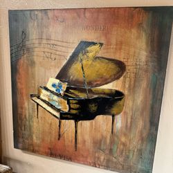 Piano on Stage Canvas Art