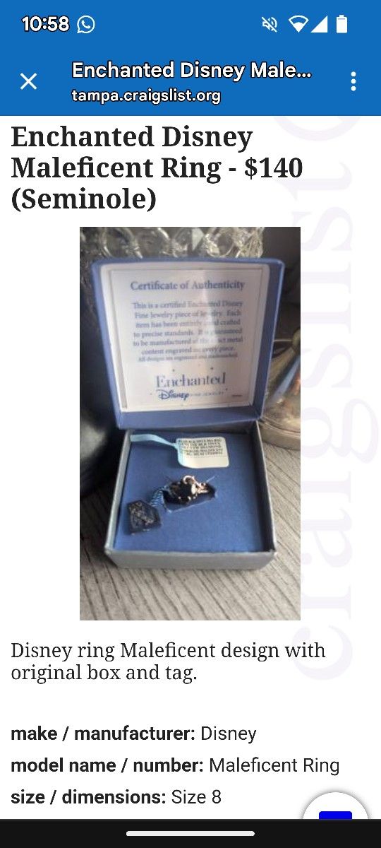 Disney Enchanted Ring Onyx